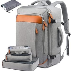 LOVEVOOK Large Carry on Backpack for Women Men Airline Approved, Expandable Suitcase Backpacks With 4 Packing Cubes, Aer Travel Pack 3, Water Resistant Weekender Bag,45L