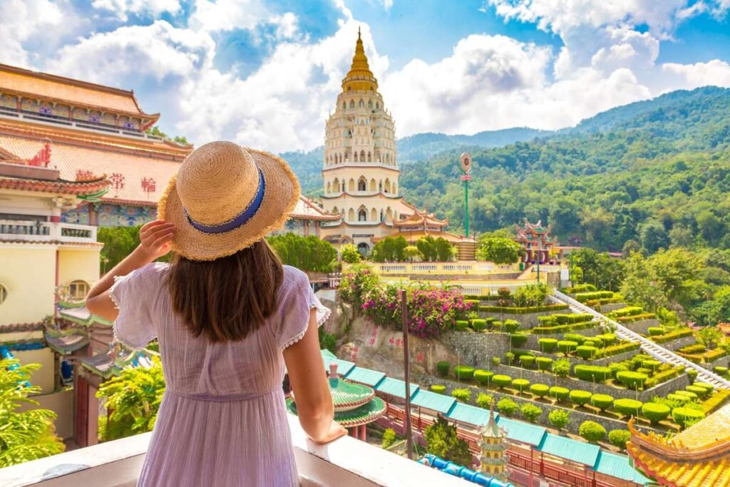 Unusual Digital Nomad Destinations Photo Of Woman In Dress At Kek Lok Si Temple In Georgetown Penang Island Malaysia .jpg