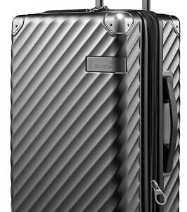 LUGGEX Carry On Luggage 22x14x9 Airline Approved - 35L Polycarbonate Expandable Hard Shell Suitcase with Spinner Wheels (Black, 20 Inch)