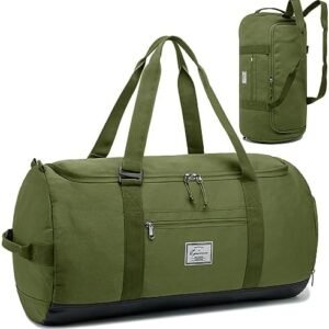 Lyweem 60L Duffle Bag for Men, Large Travel Duffel Bag for Women Lightweight Weekender Overnight Bag with Shoes Compartment Multifunctional Sports Gym Bags, Green