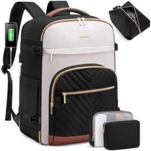 LOVEVOOK Travel Backpack for Women, 40L Carry On Backpack for Airplanes, 17 Inch Laptop Personal Item Travel Bag with 3 Cubes