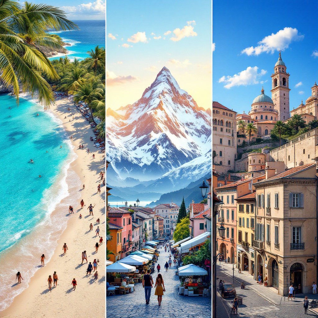 February 2025 Top Travel Destinations Collage