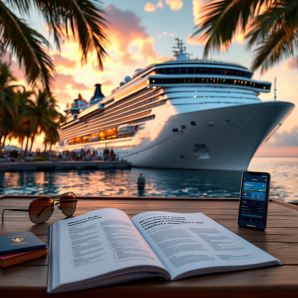 Cruise Ship Tropical Port Sunset Brochure