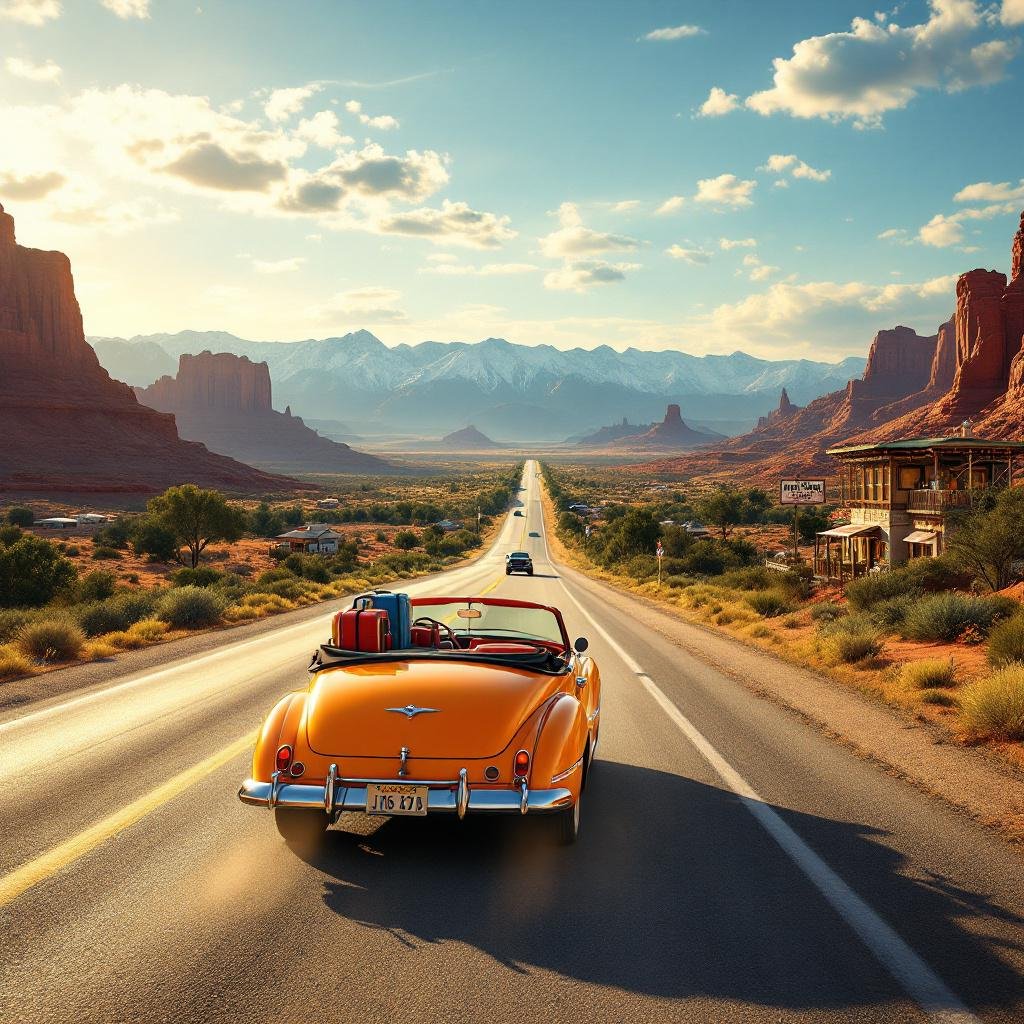 Summer Road Trip Convertible Us Landscapes