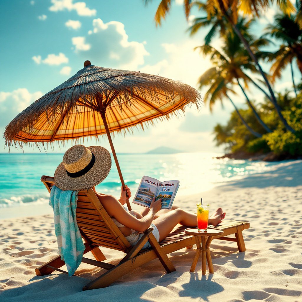 Tropical Beach Golden Hour Relaxed Traveler