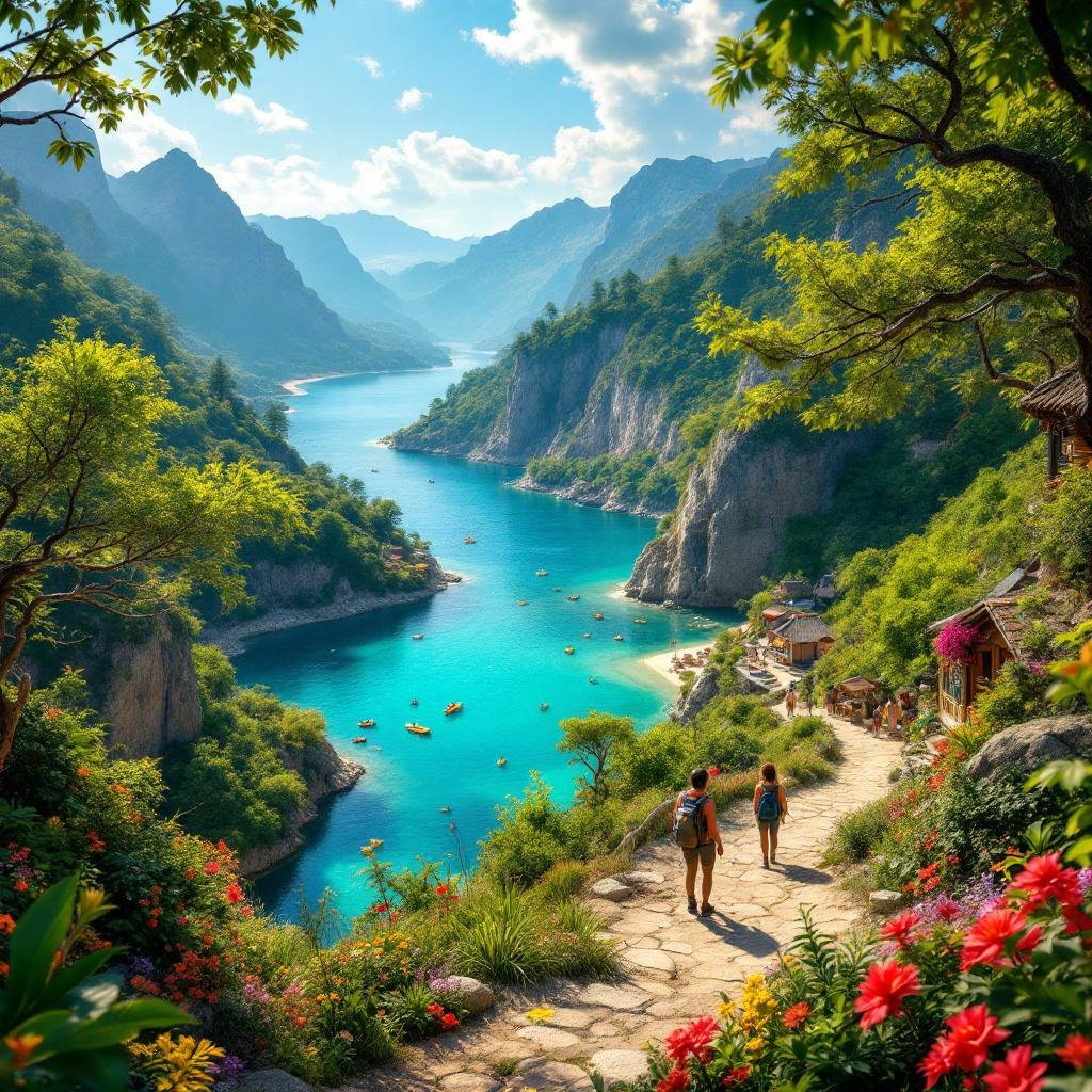Summer Adventure Tropical Beach Mountain Village