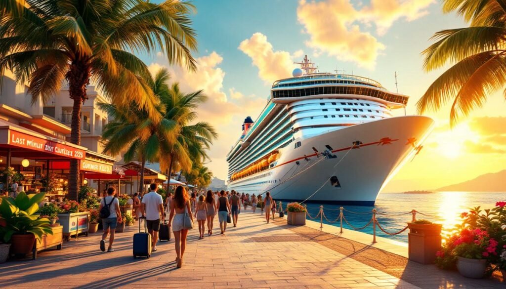 Summer Cruise Ship Tropical Port Golden Hour